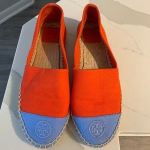 Tory Burch Color-Block Espadrilles Red/Blue 8.5